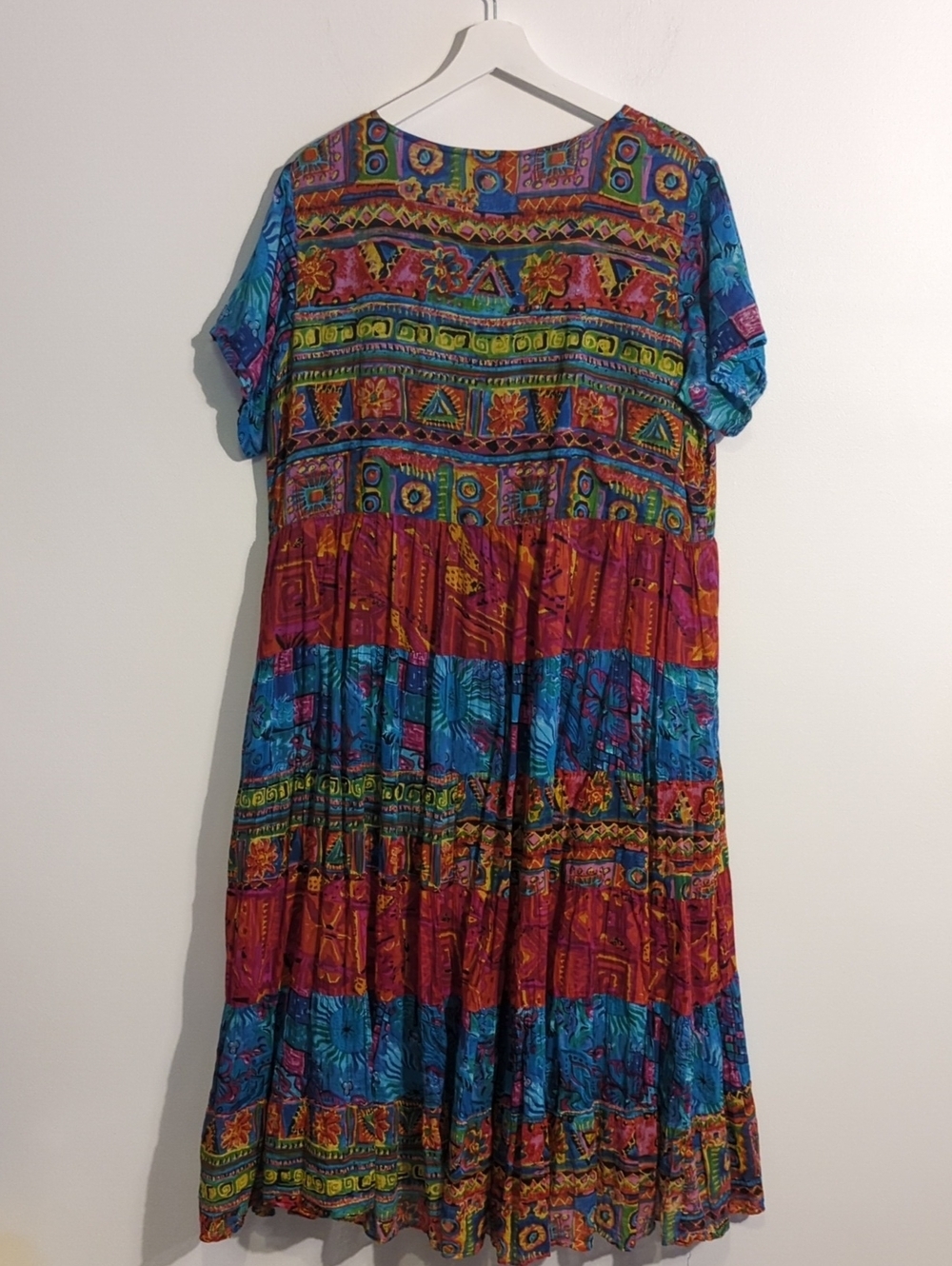 VINTAGE bohemian printed patchwork maxi dress - size large - Picture 7 of 7